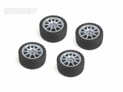UK-M-Rally Tires+Wheels 10 Spoke Grey +1mm (4PCS) CARTEN