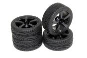 UK-Wheel Set Onroad "5 Spoke / Profile" black 1:10 (4 pcs) ABSIMA
