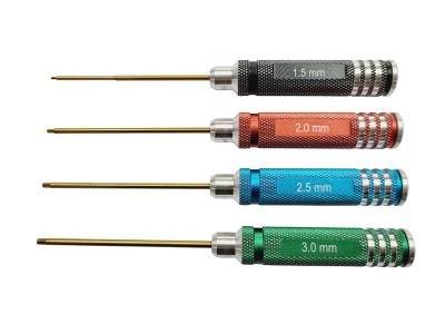 UK-Set of 4 Hexagonal screwdrivers with "Gold Titanium" tip 1.5/2.0/2.5/3.0 mm (black/red/blue/green) WS-LINE