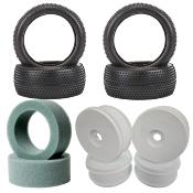 UK-Pack of 1/8e tire 2x MINI PIN yellow + inserts + white rims SCHUMACHER