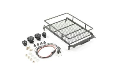 UK-BLACK ALUMINIUM LUGGAGE RACK w/LED LAMPS L130MM X W110MM FASTRAX