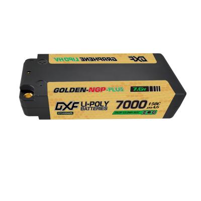 UK-Lipo Batterie 2S 7.6V MIDDLE 7000mAh 150C Gold-NGP 5mm avec cordon DEAN DXF-POWER