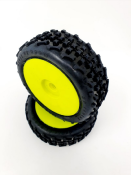 UK-Tires TT 1/8 STAR PIN EVO glued on YELLOW rims (2) SP RACING