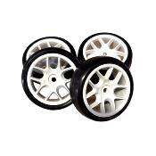 UK-1/10 Belted TR09 Slick Tyres 10 Spoke - White (4) branches RIDE