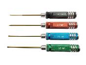 UK-Set of 4 Hexagonal screwdrivers with "Gold Titanium" tip 1.5/2.0/2.5/3.0 mm (black/red/blue/green) WS-LINE