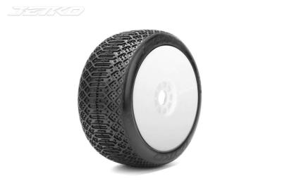 UK-Tyre Buggy 1/8 "J ONE" Light glued on rims REVO white (2) JETKOPOWER