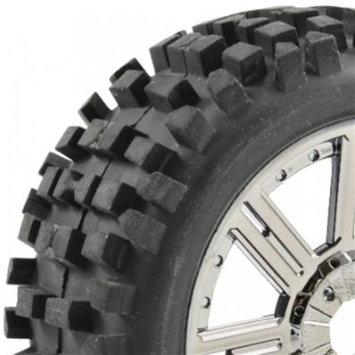 UK-1/8 ROCK BLOCK MOUNTED ON 8-SPOKE BLACK CHROME (PR) FASTRAX