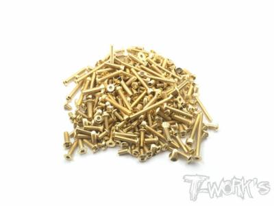 UK-Gold Plated Steel Screw Set 154pcs. ( For Team Associated RC8 T3.2E ) T-WORK'S