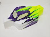 UK-BODY P2 BLANC/VIOLET METAL/JAUNE FLUO PEINTE  pour XRAY XB8 2024/2025 - J-CONCEPTS