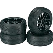 UK-Wheel Set Onroad "6 Spoke / Profile" black 1:10 (4 pcs) ABSIMA