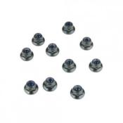 UK-M3 Locknuts (flanged, black, 10pcs) TEKNO-RC