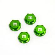 UK-Wheel Nuts (T Logo, 17mm, serrated, GREEN ano, M12x1.0, 4pcs) TEKNO-RC
