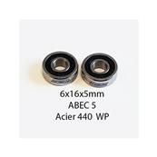 UK-6x16x5 Waterproof Bearing ABEC5 (2) DONUTS RACING