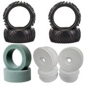 UK-Pack of tire 1/8e 2x SPIRAL silver + inserts + white rims SCHUMACHER