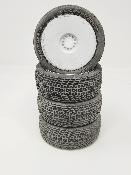 UK-FRONTIER EVO GUM M4 TIRES MOUNTED ON WHITE RIMS (4) - 5% WEAR VP-PRO