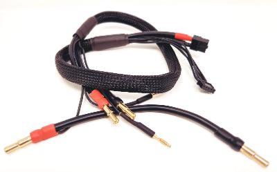 UK-2x2S Charging Cable Black PK 4/5mm + balancing plug for XT60 charger output (60cm) WS-LINE