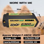 UK-Lipo Batterie 2S 7.6V 6300mAh 140C Gold-NGP 5mm with DEAN cable DXF