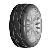 UK-1:8 GT – T03 REVO – XM2 SuperSoft – Mounted on New 20 Spoked FLEX Silver Wheel – 1 Pair GRP