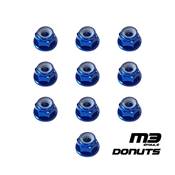 UK-M3 Alum. Flanged Lock Nut Dark blue (10) DONUTS RACING