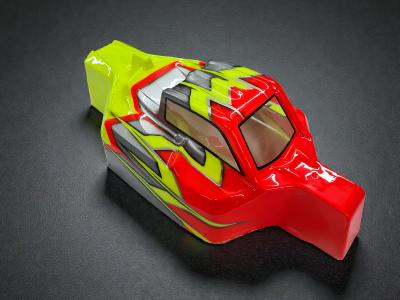 UK-Body "JC P2" Rouge Fluo/Gun Métal/Jaune for XRAY XB8 WS-LINE