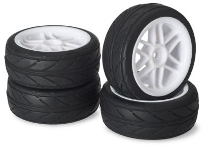 UK-Wheel Set Onroad "6 Spoke / Profile" white 1:10 (4 pcs) ABSIMA