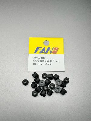 UK-4-40 Nylon nuts, 3/16" Hex, black (20) FAN RC