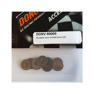 UK-Steel Washer 4x10x0.5mm (10) DONUTS RACING