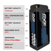 UK-2 X Lipos Battery 2S 7.6V SHORTY 7000mAh 140C Blue Lightning Series 5mm avec cordon DEAN