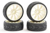 UK-1/10 Street/Tread tyre 20sp white wheel (4) FASTRAX RC
