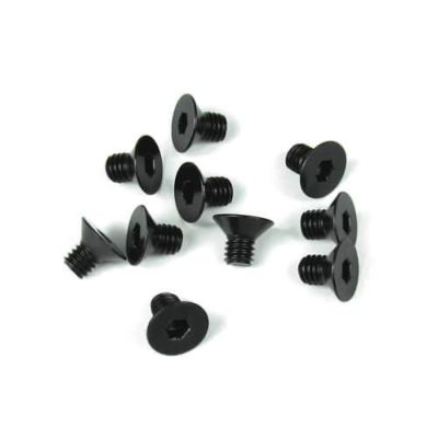 UK-M4x6mm Flat Head Screws (black, 10pcs) TEKNO-RC