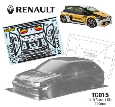 UK-1/10 Carrosserie CLIO SPORT phase1 190mm (non peinte) TEAM C