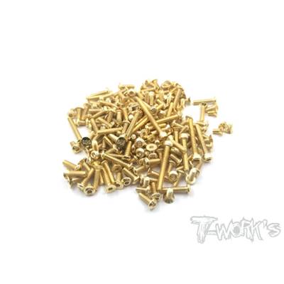 UK-Gold Plated Steel Screw Set 154pcs. ( For Team Associated RC8 T3.2E ) T-WORK'S