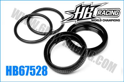 UK-Big bore shock spring adjust nut (black/2pcs) HB RACING