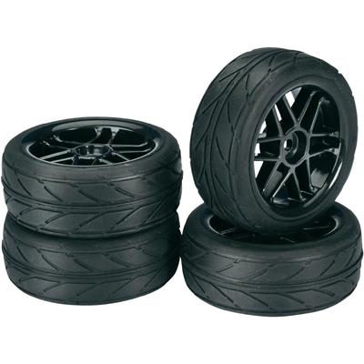 UK-Wheel Set Onroad "6 Spoke / Profile" black 1:10 (4 pcs) ABSIMA