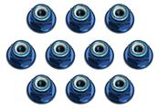 UK-FT Locknuts, M3, flanged, blue aluminum TEAM-ASSOCIATED