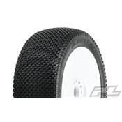 UK-Slide Lock Off-Road 1:8 Buggy Tires Mounted White Wheels (2) M3 Soft : Front or Rear PROLINE