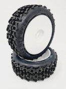 UK-Tires TT 1/8 STAR PIN EVO "SPORT SERIES" glued on WHITE rims (2) SP RACING