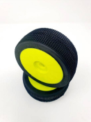 UK-Tires TT 1/8 MICRO PIN glued on YELLOW rims (2) SP RACING