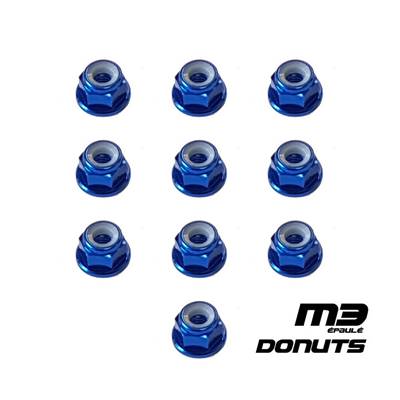 UK-M3 Alum. Flanged Lock Nut Dark blue (10) DONUTS RACING