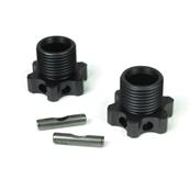 UK-Wheel Hubs (17mm, lightened, aluminum, gun metal ano, 1mm offset, w/pins, 2pcs) TEKNO-RC