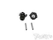 UK-Black Hard Coated 7075-T6 Alum.Light Weight Wide Offset Wheel Hub +1mm ( For Mugen MBX6/7/7R/MGT7/MBX8/Mugen MBX8R ) 2pcs. T-WORK'S