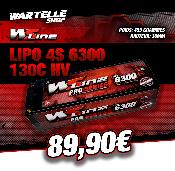 UK-Accu Lipo 6300 130C 4S 15.2V HV Faible ép. (prises PK 5mm) WS-LINE