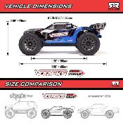 UK-1/10 VORTEKS 2WD RTR Brushed Stadium Truck, Bleu ARRMA