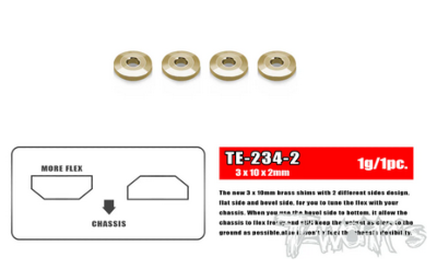 UK-Brass Washer For Suspension Arm 3 x 10 x 2mm ( 4 pcs.) T-WORK'S