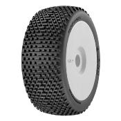 UK-Tyres "BLOCK" glued on White rims (2) (choice of compound) GRP