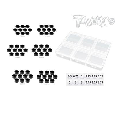 UK-Aluminum 3mm Bore Washer Set B ( Black ) 1.25.1.75,2.25,2.75,3.25,3.75mm Each 10pcs. T-WORK'S