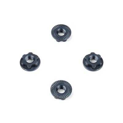 UK-Wheel Nuts (7mm, serrated, gun metal ano, M4, 4pcs) TEKNO-RC