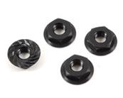 UK-M4 Aluminum Serrated Nuts, Low Profile, Black (4) LOSI