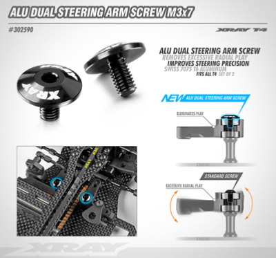 UK-Alu Dual Steering Arm Screw M3x7 - Swiss 7075 T6 (2) X-RAY