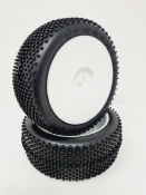 UK-Tires TT 1/8 DOMINATOR "SPORT SERIES" glued on WHITE rims (2) SP RACING